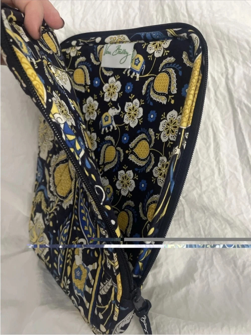 Vera Bradley Ellie Blue Paisley Elephant Quilted e-Reader Sleeve Bag Case